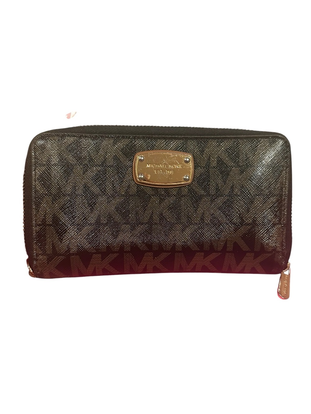 Michael Kors Jet Set Continental Wallet MK Signature Black Brown